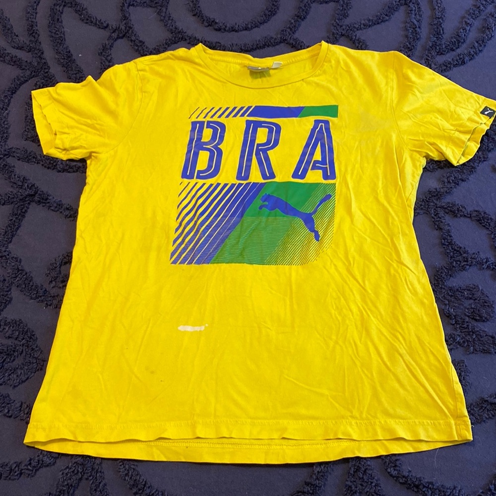 Puma Tshirt Brasil soccer, size Medium. Has been worn and well loved